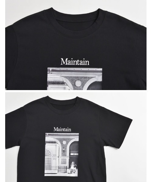 Re:EDIT(リエディ)の「モノクロ風景フォト×シックなフォトプリントT(Tシャツ/カットソー・レディース・ホワイト/ブラック/ホワイト×ブルー/ブラック×ブルー・MEDIUM/LARGE)」の5枚目の写真