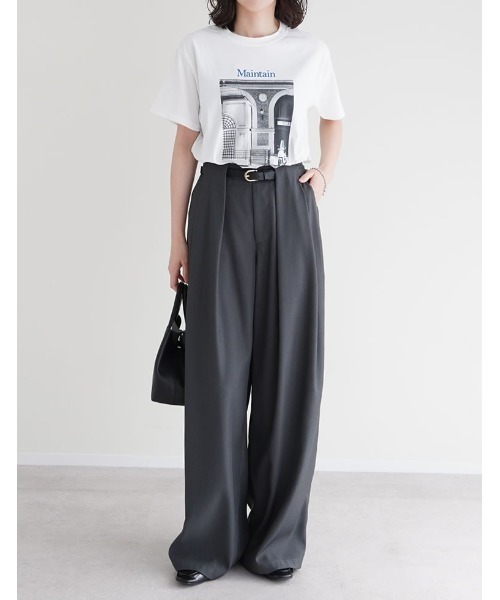 Re:EDIT(リエディ)の「モノクロ風景フォト×シックなフォトプリントT(Tシャツ/カットソー・レディース・ホワイト/ブラック/ホワイト×ブルー/ブラック×ブルー・MEDIUM/LARGE)」の17枚目の写真