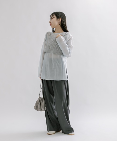 mline（エムライン）の「[mline]ラメビスチェSETブラウス（シャツ/ブラウス・レディース・ピンク/アイボリー/グレー・FREE）」の6枚目の写真