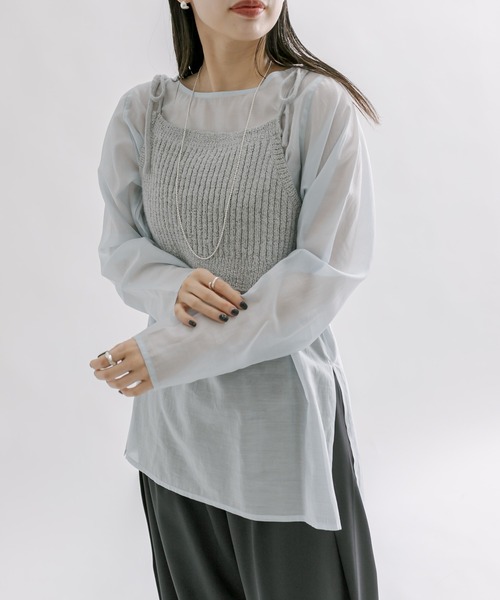 mline（エムライン）の「[mline]ラメビスチェSETブラウス（シャツ/ブラウス・レディース・ピンク/アイボリー/グレー・FREE）」の7枚目の写真