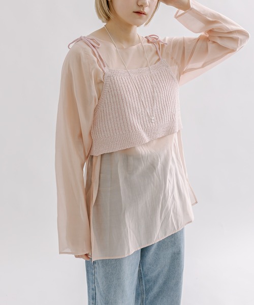 mline（エムライン）の「[mline]ラメビスチェSETブラウス（シャツ/ブラウス・レディース・ピンク/アイボリー/グレー・FREE）」の4枚目の写真