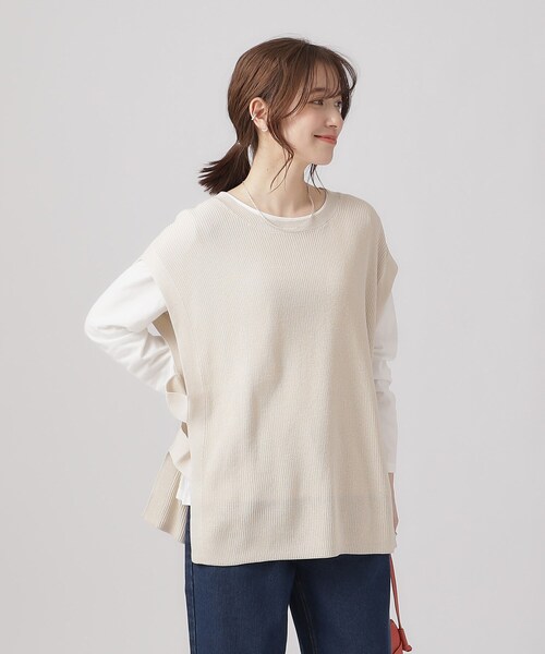 SHOO・LA・RUE（シューラルー）の「◆【2点セット】ニットベスト＆ロンT（ベスト・レディース・ブラック/グレー/ナチュラル・02/03/04）」の4枚目の写真