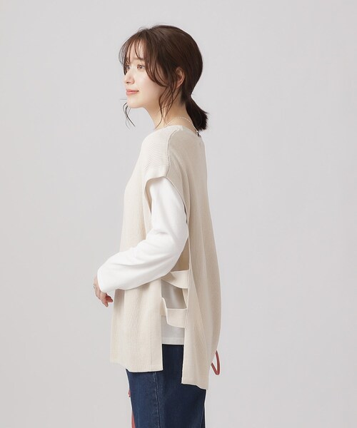 SHOO・LA・RUE（シューラルー）の「◆【2点セット】ニットベスト＆ロンT（ベスト・レディース・ブラック/グレー/ナチュラル・02/03/04）」の5枚目の写真