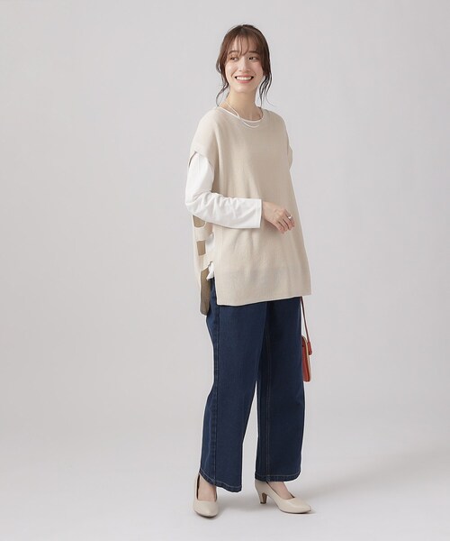 SHOO・LA・RUE（シューラルー）の「◆【2点セット】ニットベスト＆ロンT（ベスト・レディース・ブラック/グレー/ナチュラル・02/03/04）」の6枚目の写真