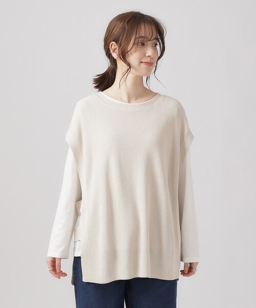 SHOO・LA・RUE（シューラルー）の「◆【2点セット】ニットベスト＆ロンT（ベスト・レディース・ブラック/グレー/ナチュラル・02/03/04）」の8枚目の写真