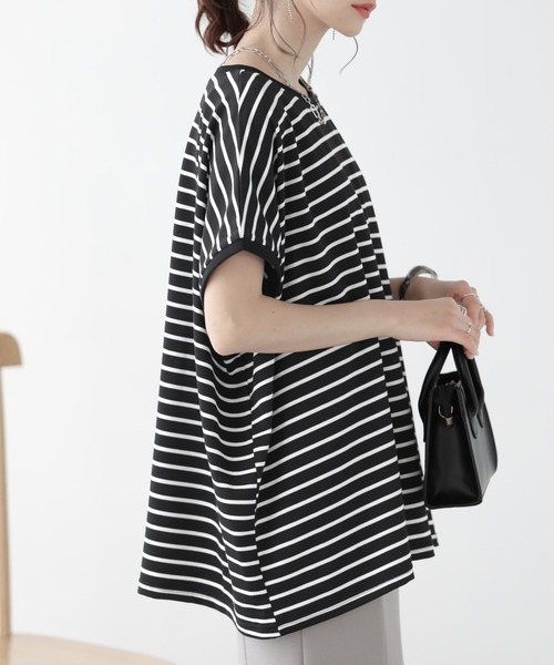 SUNFLOWER EIGHT(サンフラワーエイト)の「ラグランスリーブトップス(Tシャツ/カットソー・レディース・ブラック/ホワイト×ブラック/ホワイト/ブラック×ホワイト・FREE)」の18枚目の写真