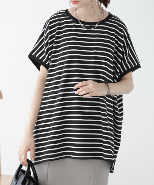 SUNFLOWER EIGHT(サンフラワーエイト)の「ラグランスリーブトップス(Tシャツ/カットソー・レディース・ブラック/ホワイト×ブラック/ホワイト/ブラック×ホワイト・FREE)」の17枚目の写真