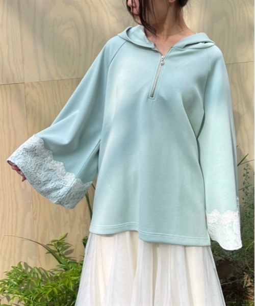 axes femme(アクシーズファム)の「花粉ガードジップ付きポンチョ(Tシャツ/カットソー・レディース・グレー/ベージュ/ミント・FREE)」の3枚目の写真