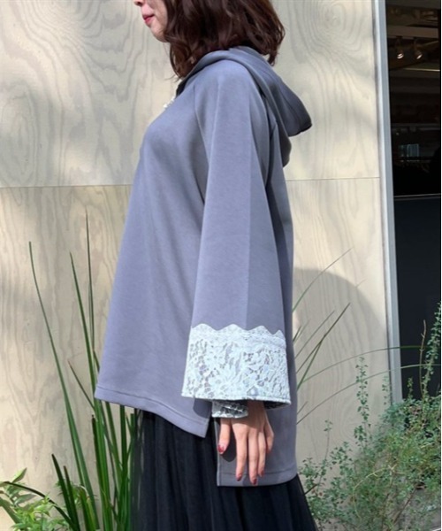 axes femme(アクシーズファム)の「花粉ガードジップ付きポンチョ(Tシャツ/カットソー・レディース・グレー/ベージュ/ミント・FREE)」の4枚目の写真