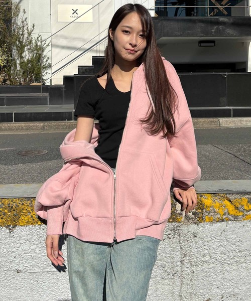 ENVYM（アンビー）の「【UNISEX 】グラフィックZIPパーカー（パーカー・レディース・ホワイト/ピンク/ブラック・FREE）」の6枚目の写真