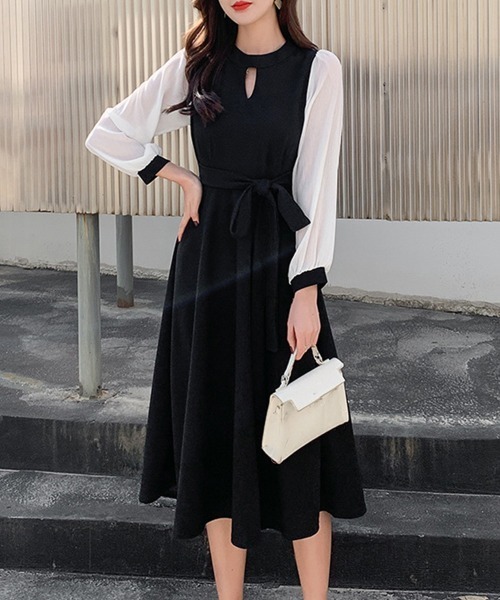 Miniministore（ミニミニストア）の「シフォンスリーブワンピース レトロ風（ワンピース・レディース・ブラック・M/XL/L）」の3枚目の写真