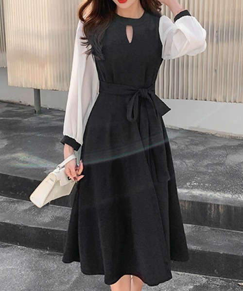 Miniministore（ミニミニストア）の「シフォンスリーブワンピース レトロ風（ワンピース・レディース・ブラック・M/XL/L）」の4枚目の写真