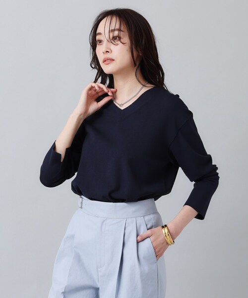Vネック ストレッチニット　　新品 セール】【注目度UP！ ／洗える】Vネック ストレッチニット