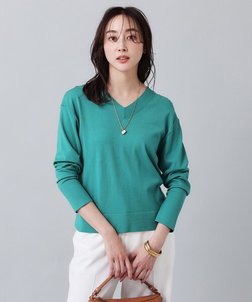 Vネック ストレッチニット　　新品 セール】【注目度UP！ ／洗える】Vネック ストレッチニット