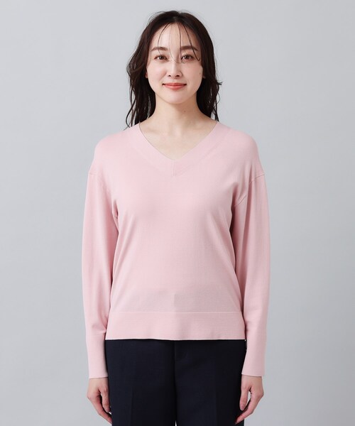 Vネック ストレッチニット　　新品 注目度UP！ ／洗える】Vネック ストレッチニット（ニット