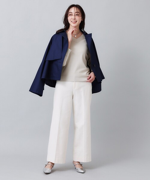 Vネック ストレッチニット　　新品 セール】【注目度UP！ ／洗える】Vネック ストレッチニット