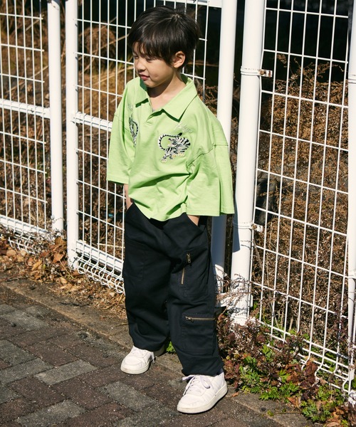 PAIRMANON STREET（ペアマノンストリート）の「【PAIRMANON STREET】ビッグシルエット スキッパー スカジャン風 刺繍 半袖 Tシャツ（ポロシャツ・キッズ・イエロー系その他/ブラック系その他/グリーン系その他/レッド系その他・100/90/130/120/110/150/140）」の12枚目の写真