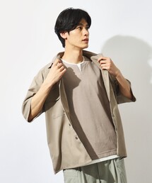 ◆【吸水速乾/UVカット/接触冷感】テクリーノ半袖フラップシャツ