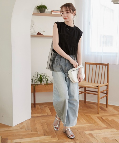 セール】チュールドッキングノースリーブT（Tシャツ/カットソー