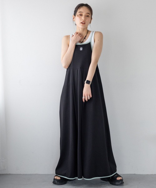 RAGEBLUE（レイジブルー）の「ロゴ刺繍/フレアキャミワンピース（ワンピース・レディース・ブラック/ブルー・FREE）」の2枚目の写真