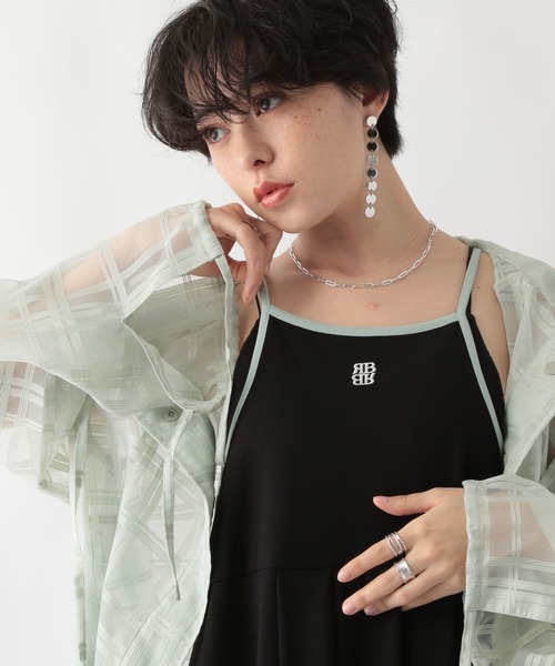 RAGEBLUE（レイジブルー）の「ロゴ刺繍/フレアキャミワンピース（ワンピース・レディース・ブラック/ブルー・FREE）」の4枚目の写真