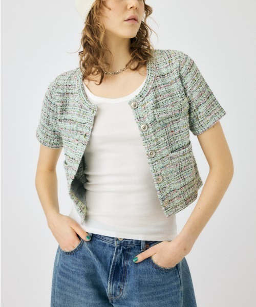 MOUSSY TWEED LIKE トップス MOUSSY | TWEED LIKE トップス (Tシャツ・カットソー(半袖