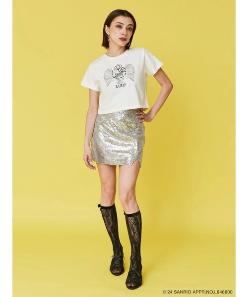 EVRIS（エヴリス）の「【ハローキティコラボ】ラインストーンショートTシャツ（Tシャツ/カットソー・レディース・ブラック/ホワイト・FREE）」の8枚目の写真