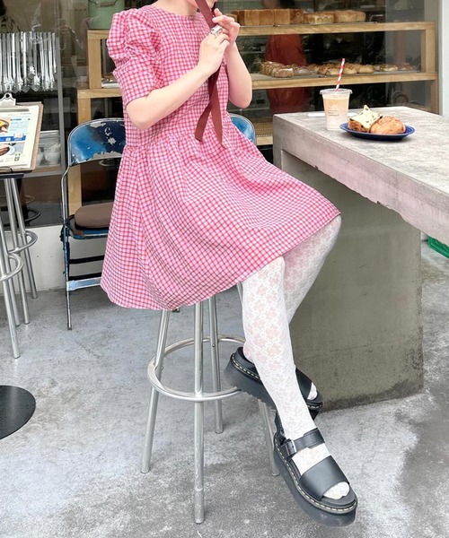 【Alley】肩きゃしゃ見え袖の夏っぽチェックワンピ Alley by w closet（アリーバイダブルクローゼット）の「【Alley