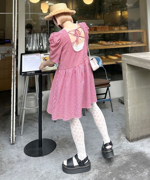 【Alley】肩きゃしゃ見え袖の夏っぽチェックワンピ Alley by w closet（アリーバイダブルクローゼット）の「【Alley