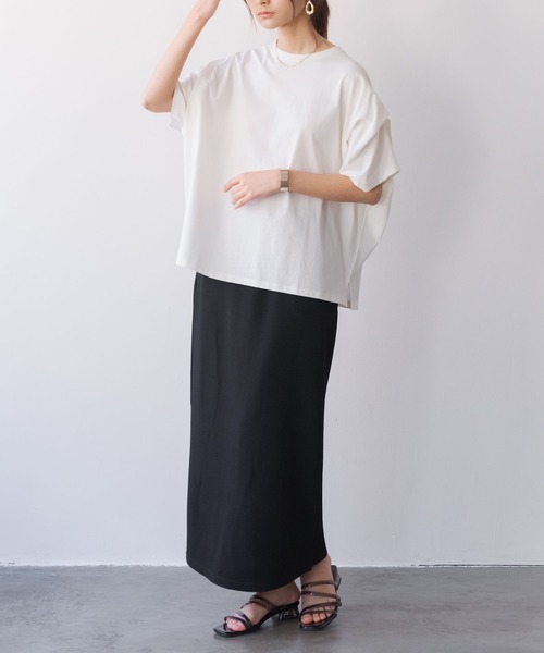 and it_(アンドイット)の「汗染み防止タックスリーブカットソー(Tシャツ/カットソー・レディース・ローズ/チャコール/オフホワイト/ブルー/チャコールグレー/グレー・FREE)」の7枚目の写真