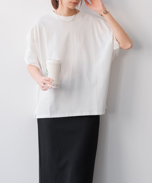 and it_(アンドイット)の「汗染み防止タックスリーブカットソー(Tシャツ/カットソー・レディース・ローズ/チャコール/オフホワイト/ブルー/チャコールグレー/グレー・FREE)」の9枚目の写真