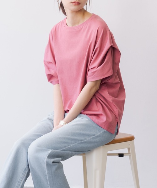 and it_(アンドイット)の「汗染み防止タックスリーブカットソー(Tシャツ/カットソー・レディース・ローズ/チャコール/オフホワイト/ブルー/チャコールグレー/グレー・FREE)」の15枚目の写真