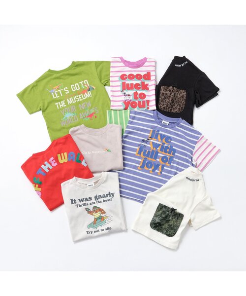 BREEZE(ブリーズ)の「【接触冷感】もっとスズシー ペイントボーダーTシャツ(Tシャツ/カットソー・キッズ・グリーン/ピンク/サックスブルー/パープル・140/90/100/110/120/80/130)」の8枚目の写真