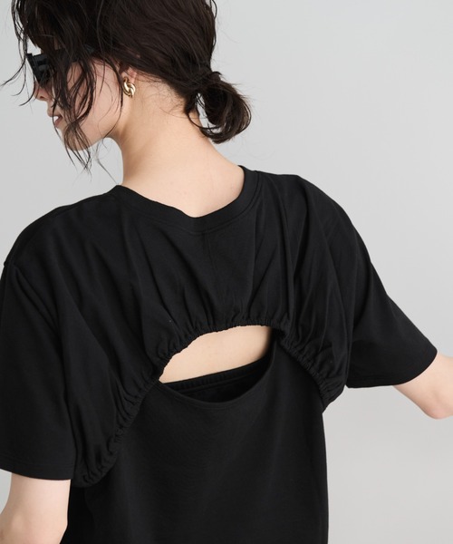 MERLOT（メルロー）の「ギャザーバックオープンT（Tシャツ/カットソー・レディース・ホワイト/ブラック・FREE）」の19枚目の写真