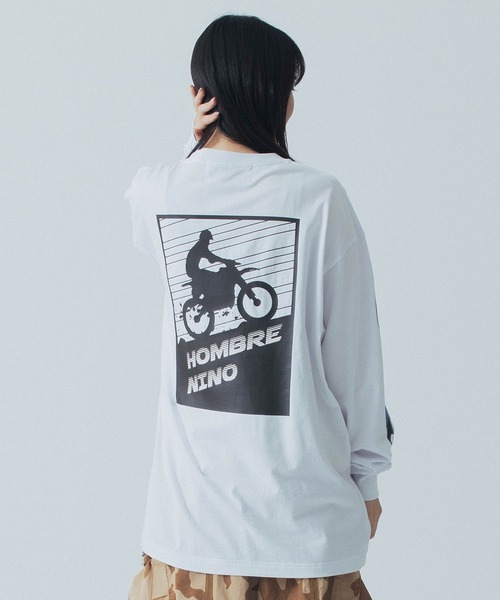 Hombre Nino（オンブレニーニョ）の「Hombre Nino L/S PRINT TEE/MOTOCROSS/HN0241-CT0008（Tシャツ/カットソー・メンズ・ブラック/ホワイト・M/L）」の4枚目の写真