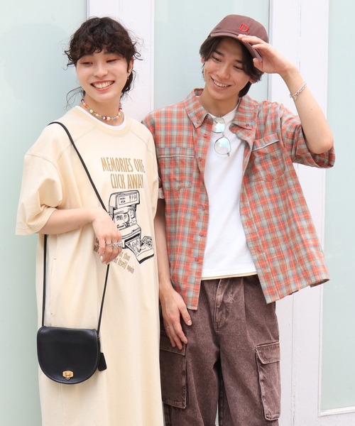 DOUBLE NAME(ダブルネーム)の「チェックパイピングボタンダウンシャツ/ユニセックス(シャツ/ブラウス・メンズ・オレンジ/パープル/ブルー・FREE)」の12枚目の写真