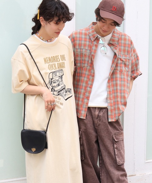 DOUBLE NAME(ダブルネーム)の「チェックパイピングボタンダウンシャツ/ユニセックス(シャツ/ブラウス・メンズ・オレンジ/パープル/ブルー・FREE)」の13枚目の写真