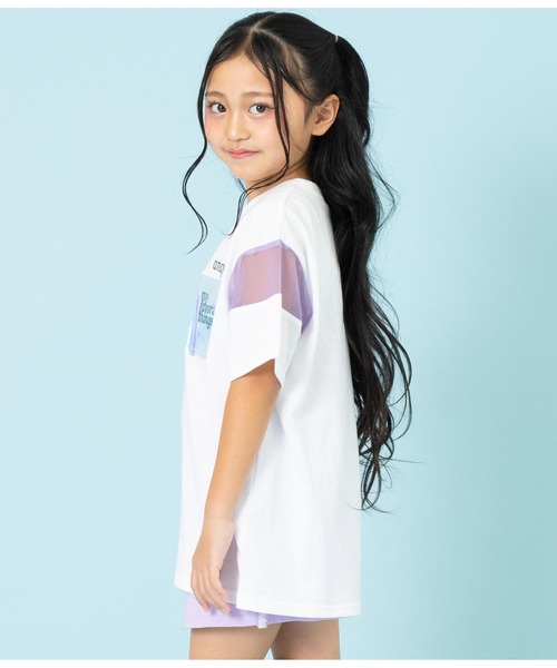ANAP kids(アナップキッズ)の「クリアポケット付メッシュ切替ビッグTシャツ(Tシャツ/カットソー・キッズ・ラベンダー/ホワイト・110cm/120cm/130cm)」の17枚目の写真