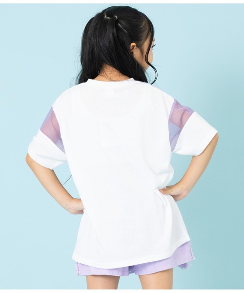 ANAP kids(アナップキッズ)の「クリアポケット付メッシュ切替ビッグTシャツ(Tシャツ/カットソー・キッズ・ラベンダー/ホワイト・110cm/120cm/130cm)」の16枚目の写真