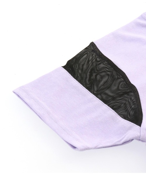 ANAP kids(アナップキッズ)の「クリアポケット付メッシュ切替ビッグTシャツ(Tシャツ/カットソー・キッズ・ラベンダー/ホワイト・110cm/120cm/130cm)」の6枚目の写真