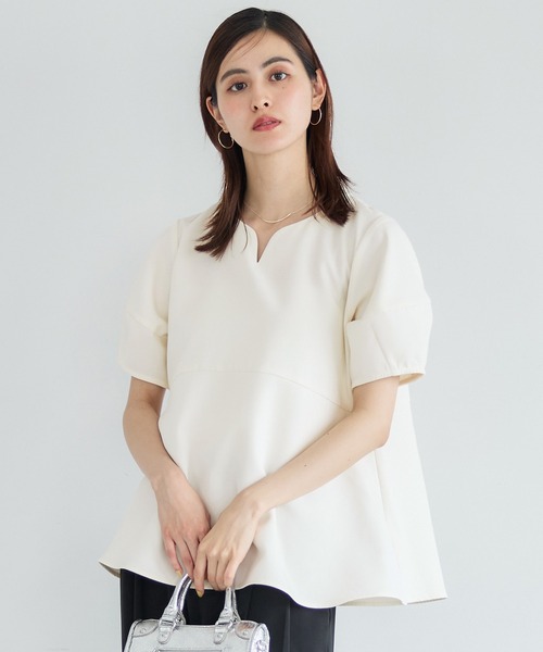 coca（coca）（コカ）の「セットアップ対応 ハートネックランタンスリーブブラウス（シャツ/ブラウス・レディース・アイボリー/ブラック・M/L）」の7枚目の写真