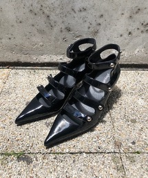 3E／日本製／本革】2wayストラップパンプス blanc/bleu│Jeffrey