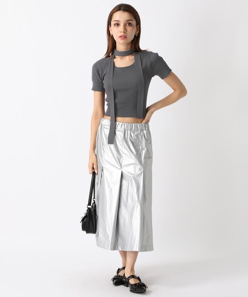 FOREVER 21(フォーエバー トゥエンティーワン)の「【2024SS】ボウタイ付きリブニット(ニット/セーター・レディース・グレー/ブラック/ホワイト・FREE)」の12枚目の写真