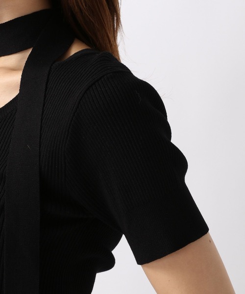 FOREVER 21(フォーエバー トゥエンティーワン)の「【2024SS】ボウタイ付きリブニット(ニット/セーター・レディース・グレー/ブラック/ホワイト・FREE)」の4枚目の写真