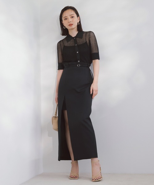 anuans アニュアンス　スカート　白黒 anuans（アニュアンス）の「レイヤードスリットスカート