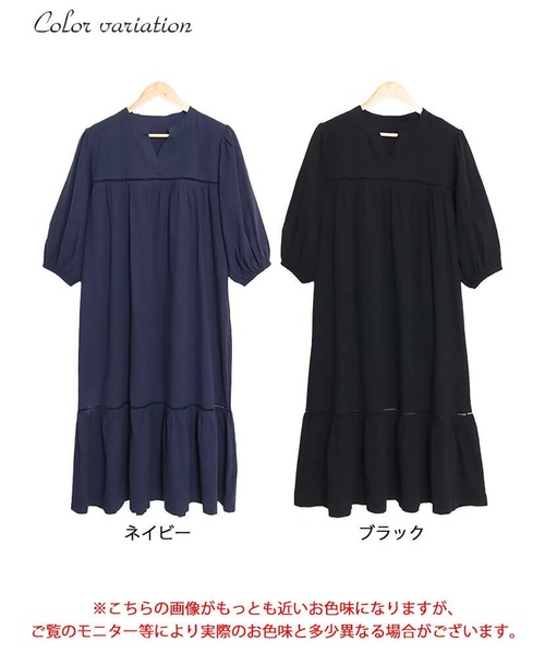 GOLDJAPAN(ゴールドジャパン)の「ピンタックコットンティアードワンピース【大きいサイズ対応】(ワンピース・レディース・ネイビー/ブラック・4L~5L/LL~3L)」の17枚目の写真