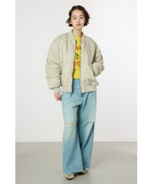 RODEO CROWNS WIDE BOWL（ロデオクラウンズワイドボウル）の「VINTAGE WASH MA-1 ブルゾン（ブルゾン・レディース・カーキ/ベージュ/ブラック・MEDIUM/LARGE）」の18枚目の写真