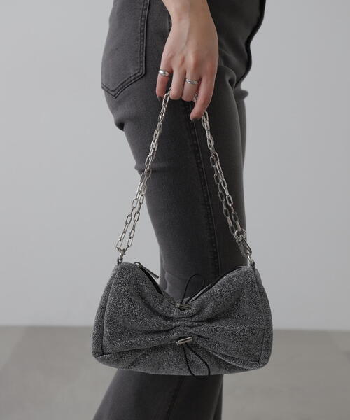 FREE'S MART(フリーズマート)の「◆センタータックバッグ(ハンドバッグ・レディース・ブラック/シルバー・フリ-)」の1枚目の写真