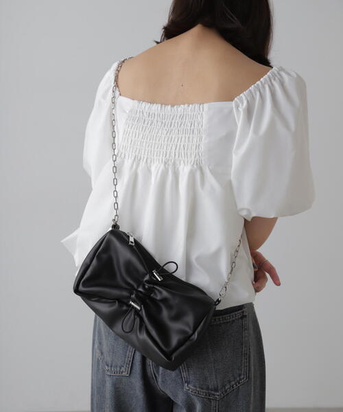 FREE'S MART(フリーズマート)の「◆センタータックバッグ(ハンドバッグ・レディース・ブラック/シルバー・フリ-)」の4枚目の写真