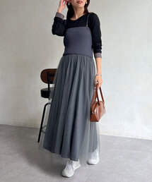 Chez toi | リブニット×チュールキャミワンピース(ワンピース)